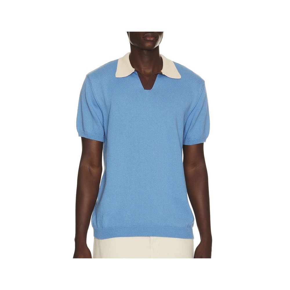 Edmmond Studios Dinners Polo Mens Large Plain Steel Blue New Without Tags